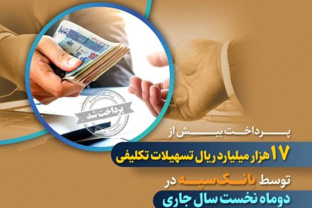 پرداخت بیش از ۱۷ هزار میلیارد ریال تسهیلات تکلیفی توسط بانک سپه در دو‌ماه نخست سال جاری